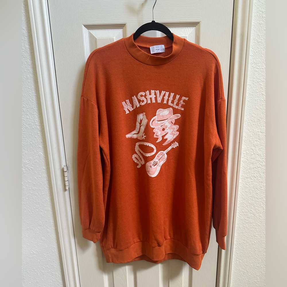 Anthropologie Saturday Sunday Nashville Graphic Crewneck Sweatshirt - Orange